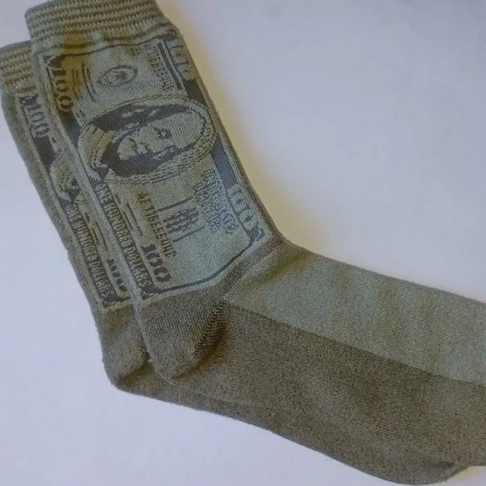 Benjamin Franklin One Hundred Dollar Bill Socks *flawed*